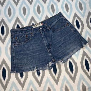 Levi's 505 Distressed & Deconstructed Cut Denim Jean Shorts Men's 32